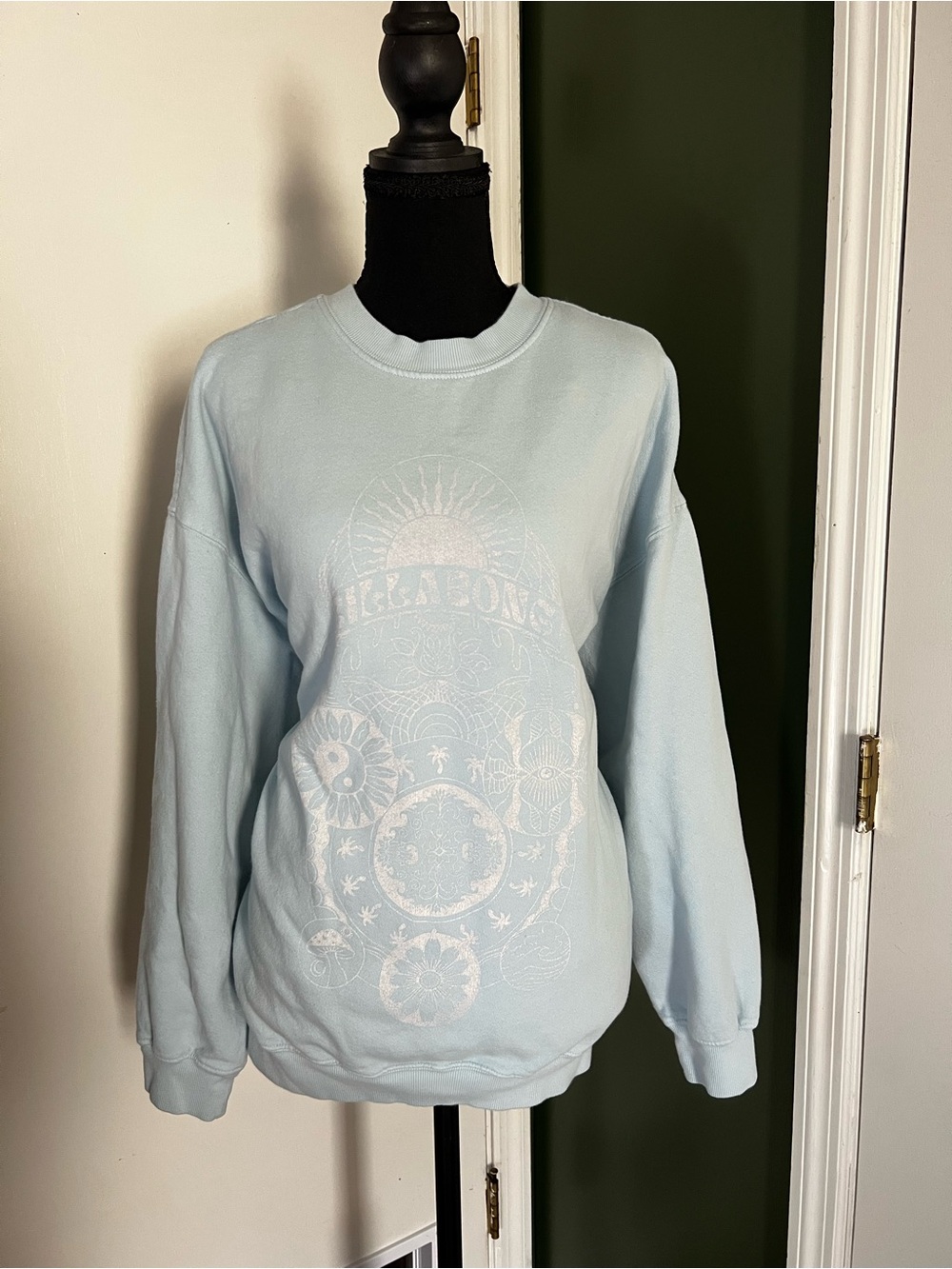 Billabong Pale Blue Crewneck with White Sun Graphic